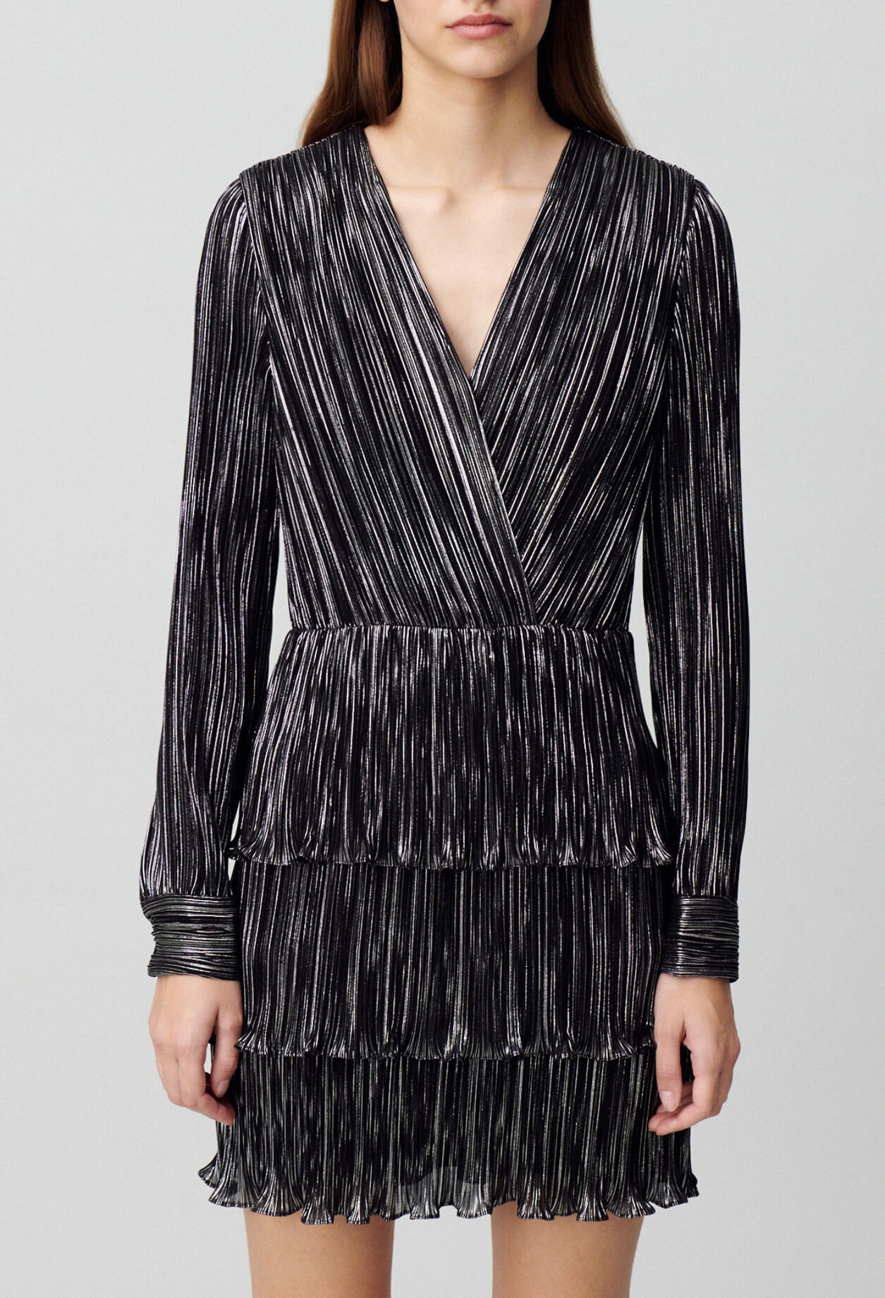 Short silver ruffled dress
