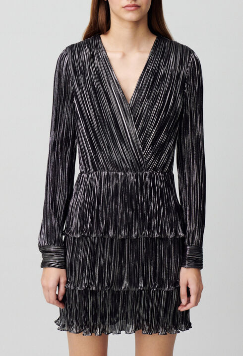 Short silver ruffled dress