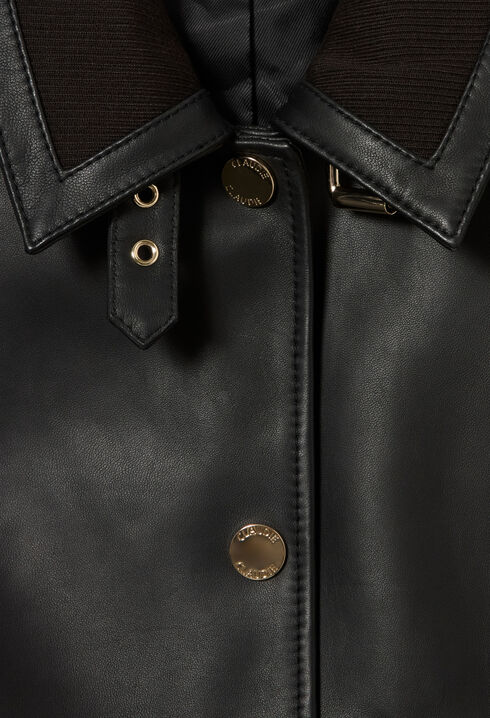 Leather bomber jacket