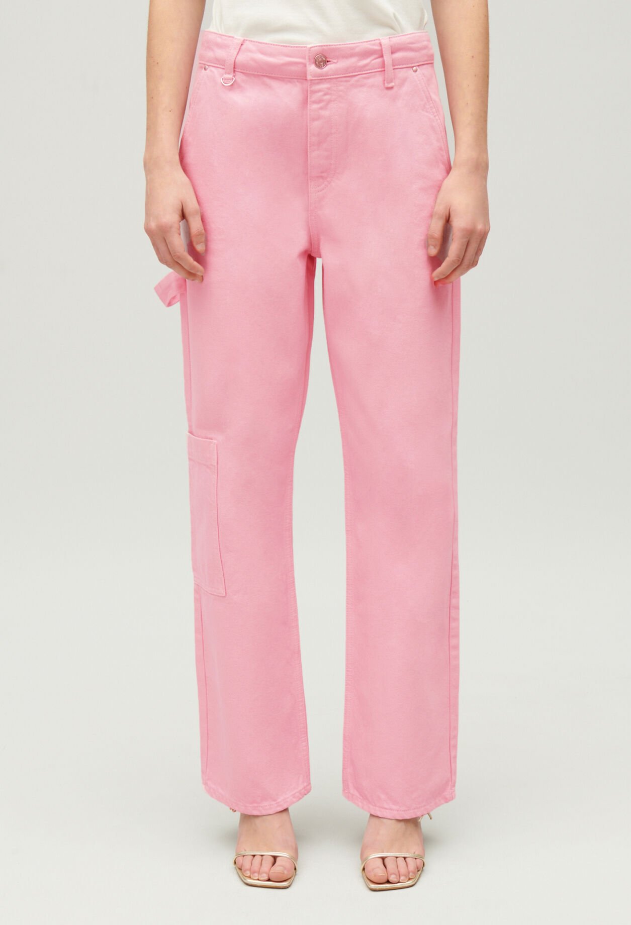 Pink Pierre cargo straight-leg jeans