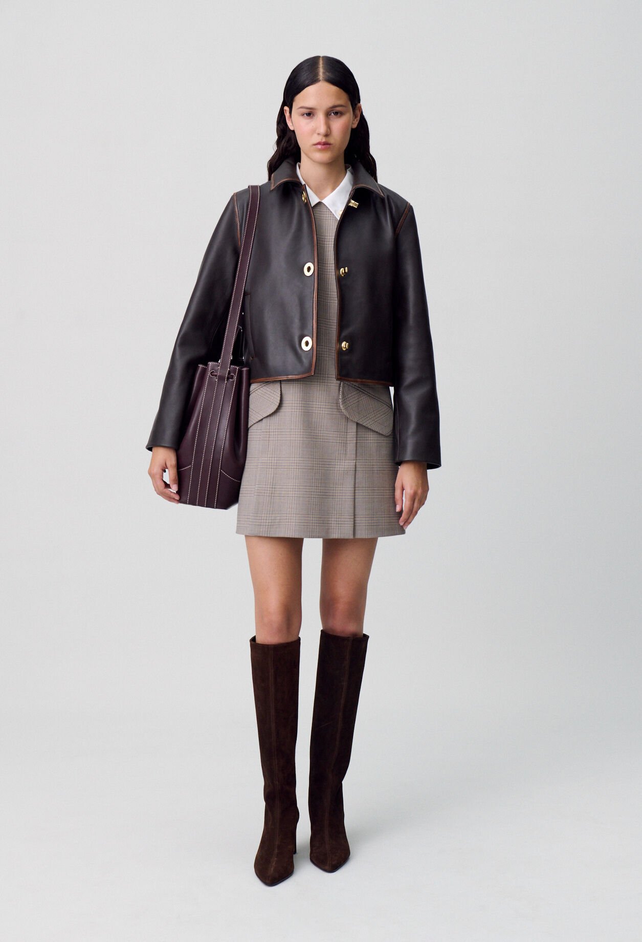 ★パリ CLAUDIE PIERLOT★ 襟 ウール ショート ジャケット 紺 ☆パリ CLAUDIE PIERLOT☆ 襟 ウール ショート ジャケット 紺