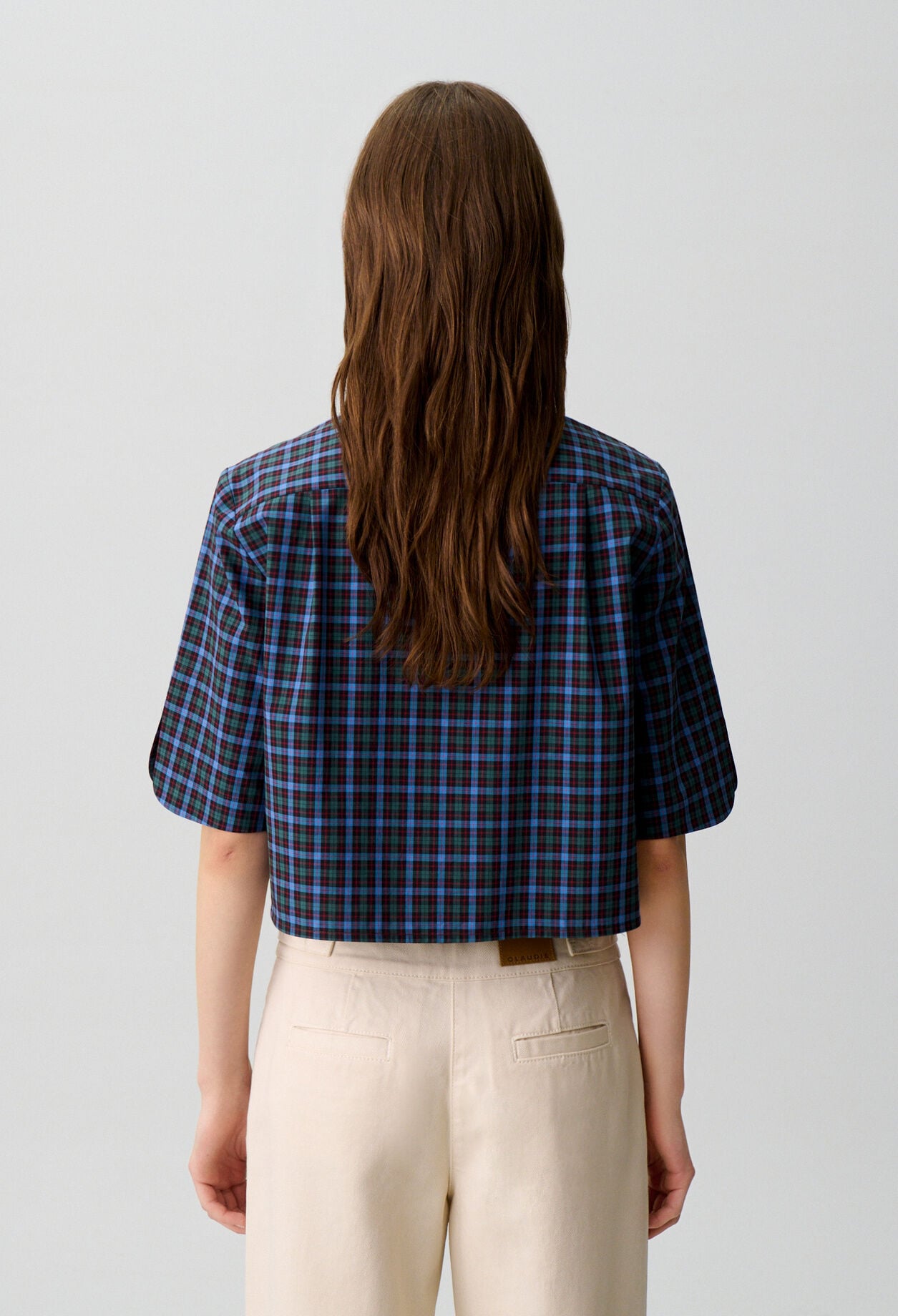 Checked tie-neck shirt