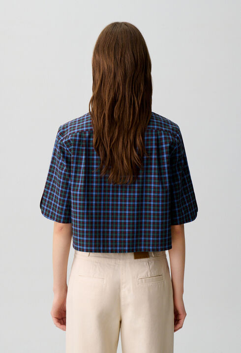 Checked tie-neck shirt