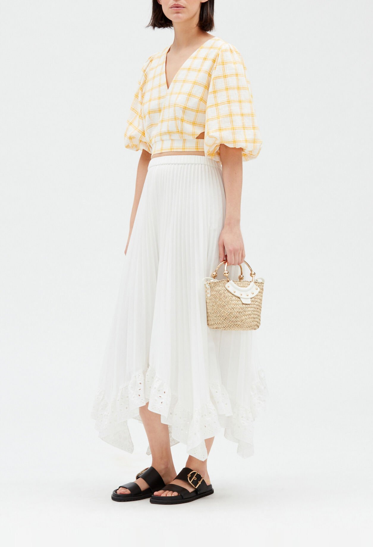 Off-white pleated mid-length skirt