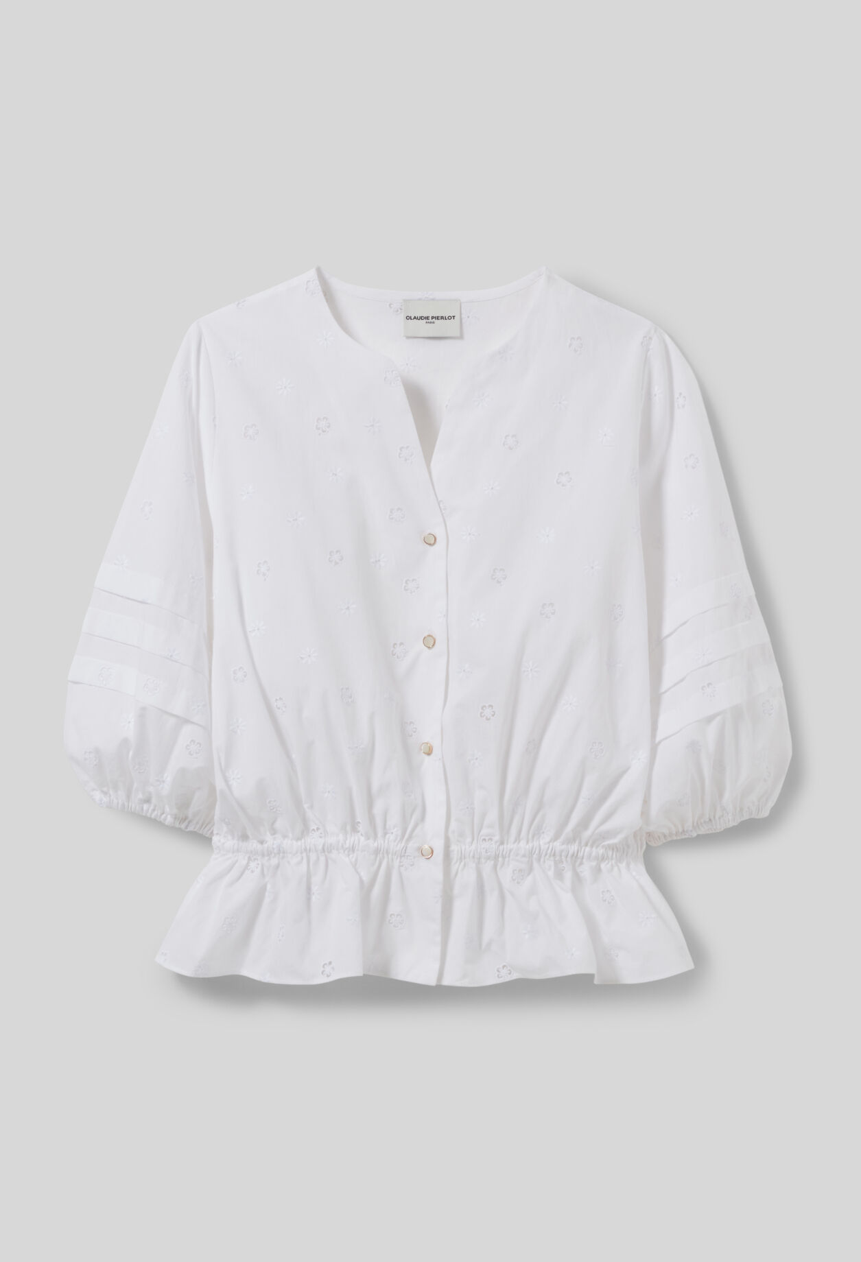 CLAUDIE PIERLOT パリで購入 白 レース　ブラウス 美品 Embroidered Stretch Shirt for women | Claudie Pierlot