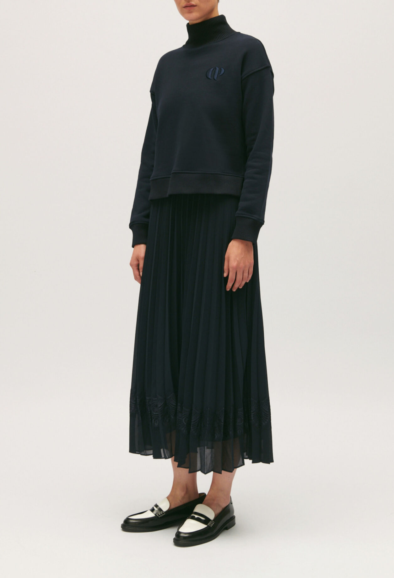 Teli navy blue illusion midi dress