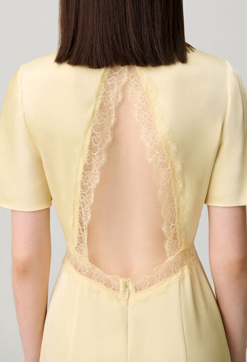 Satin lace open-back dress