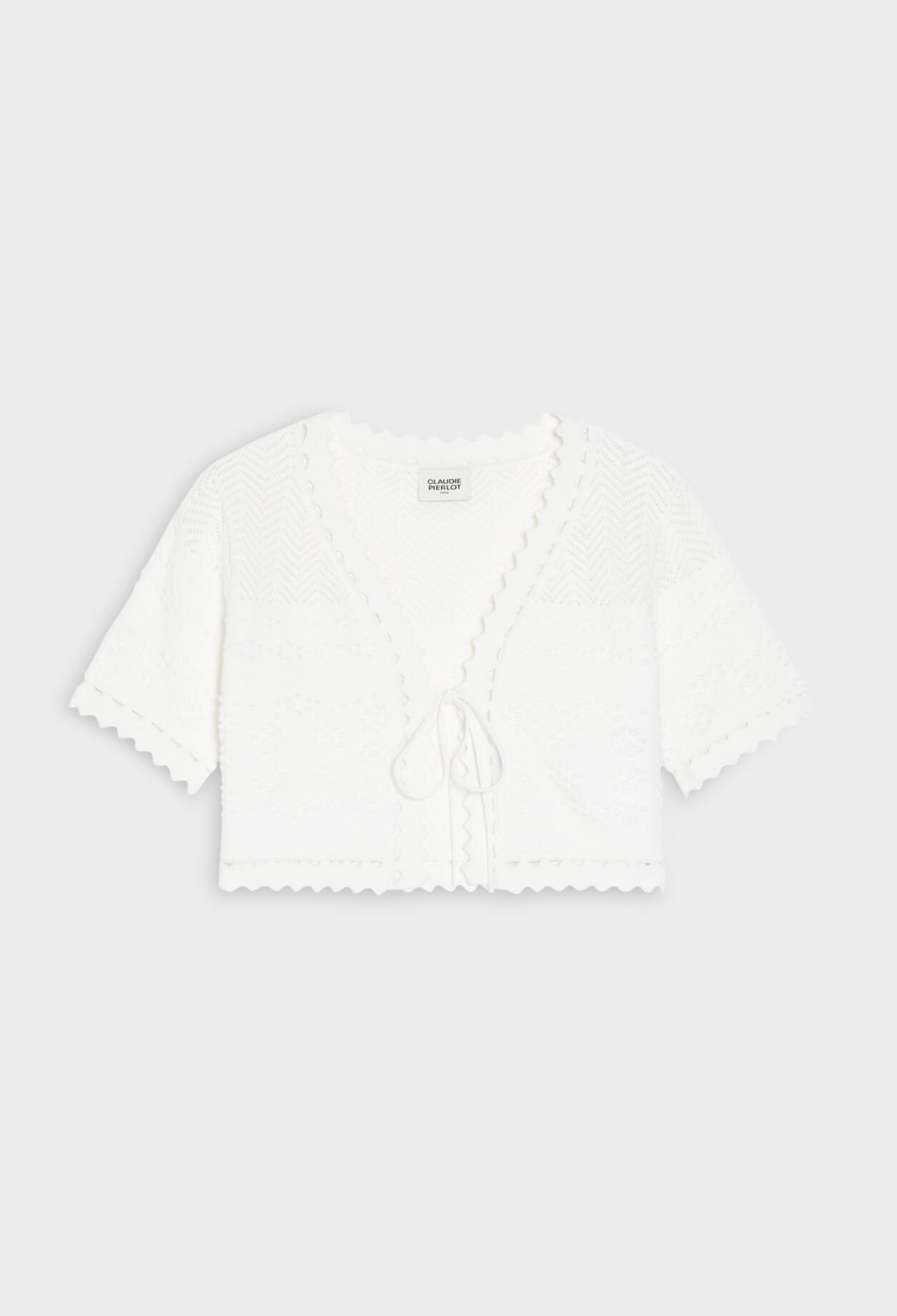 Ecru short knit cardigan
