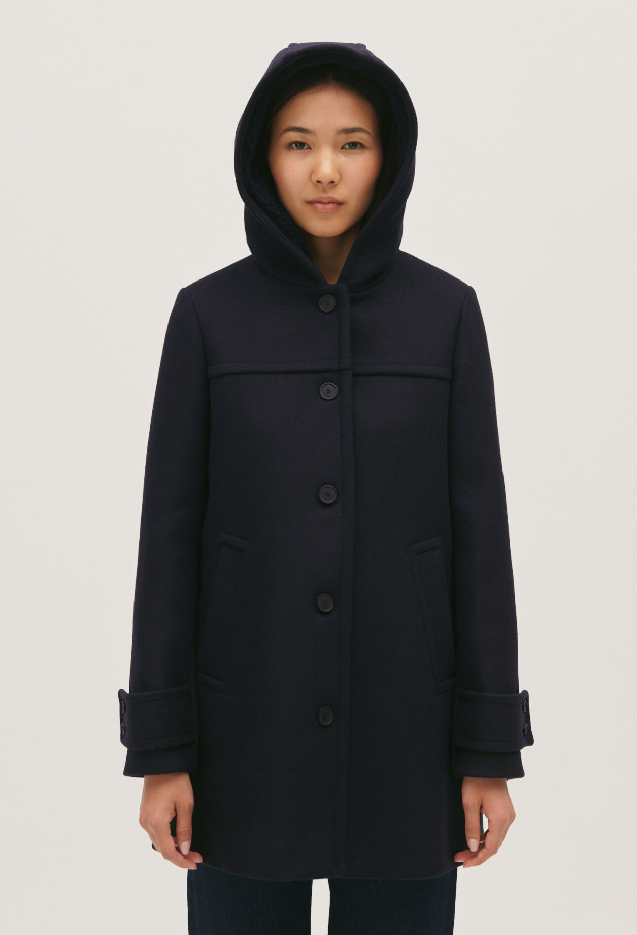 Wool blend hooded coat outlet