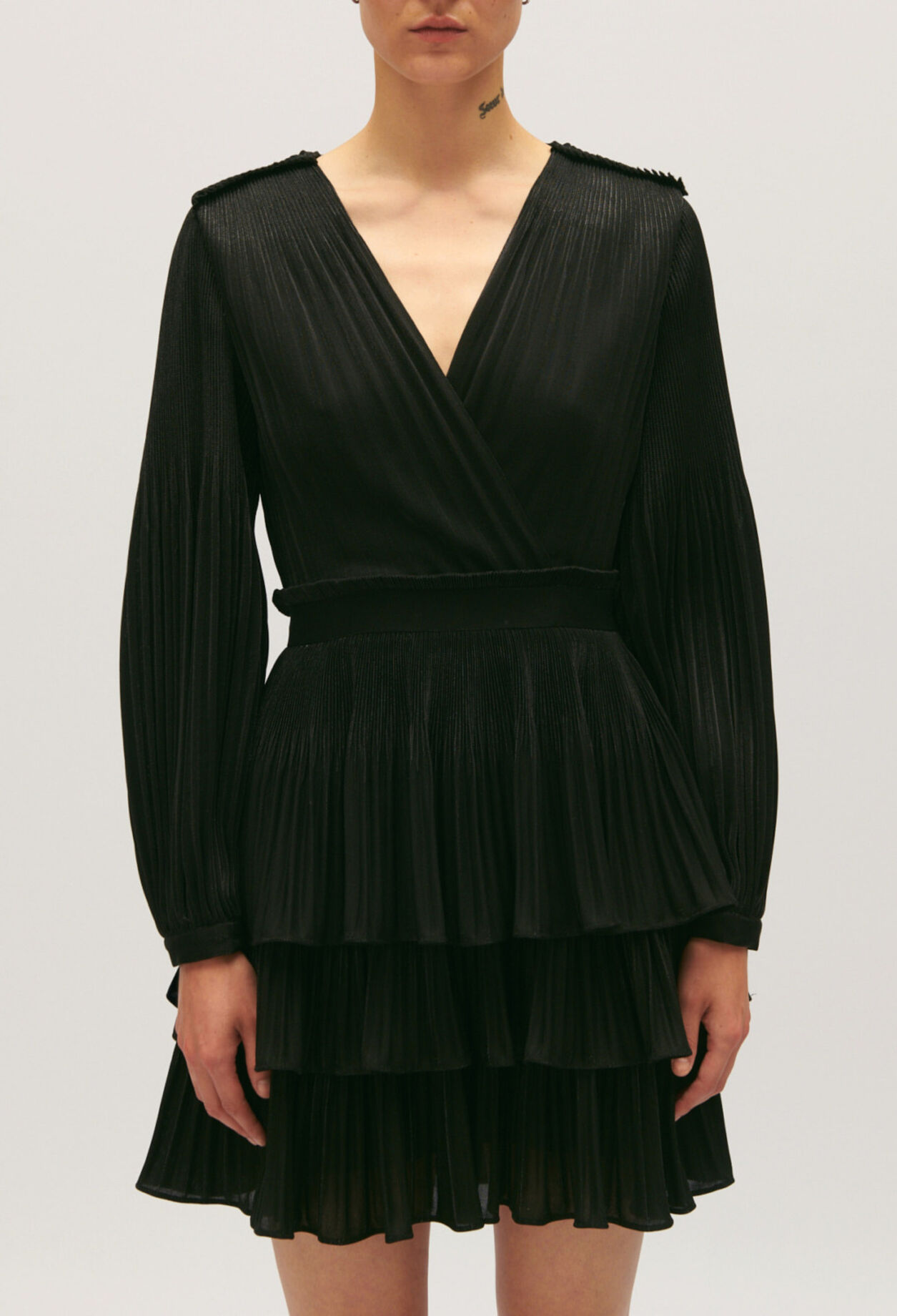 Short black pleated dress