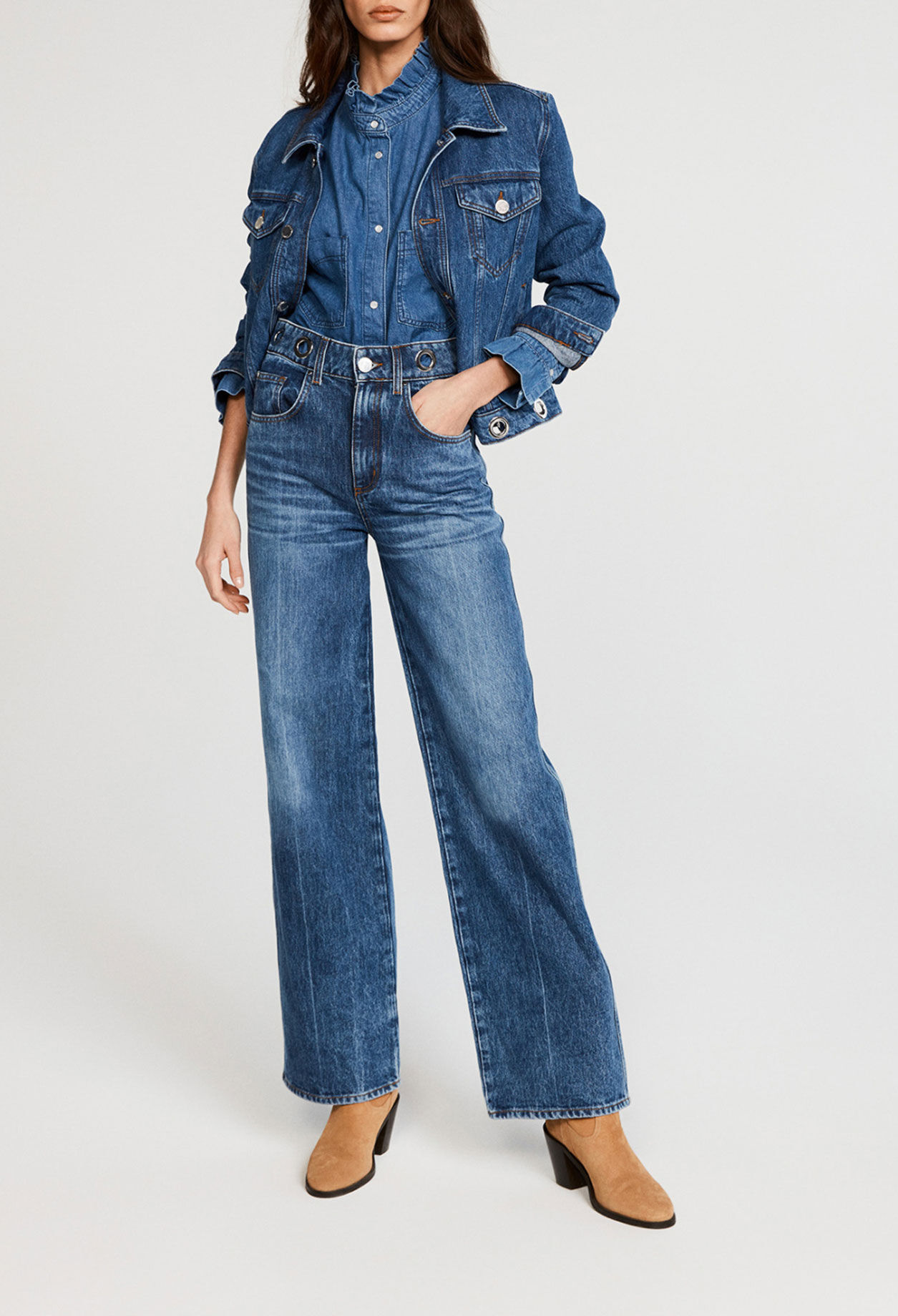 Organic cotton gathered collar shirt