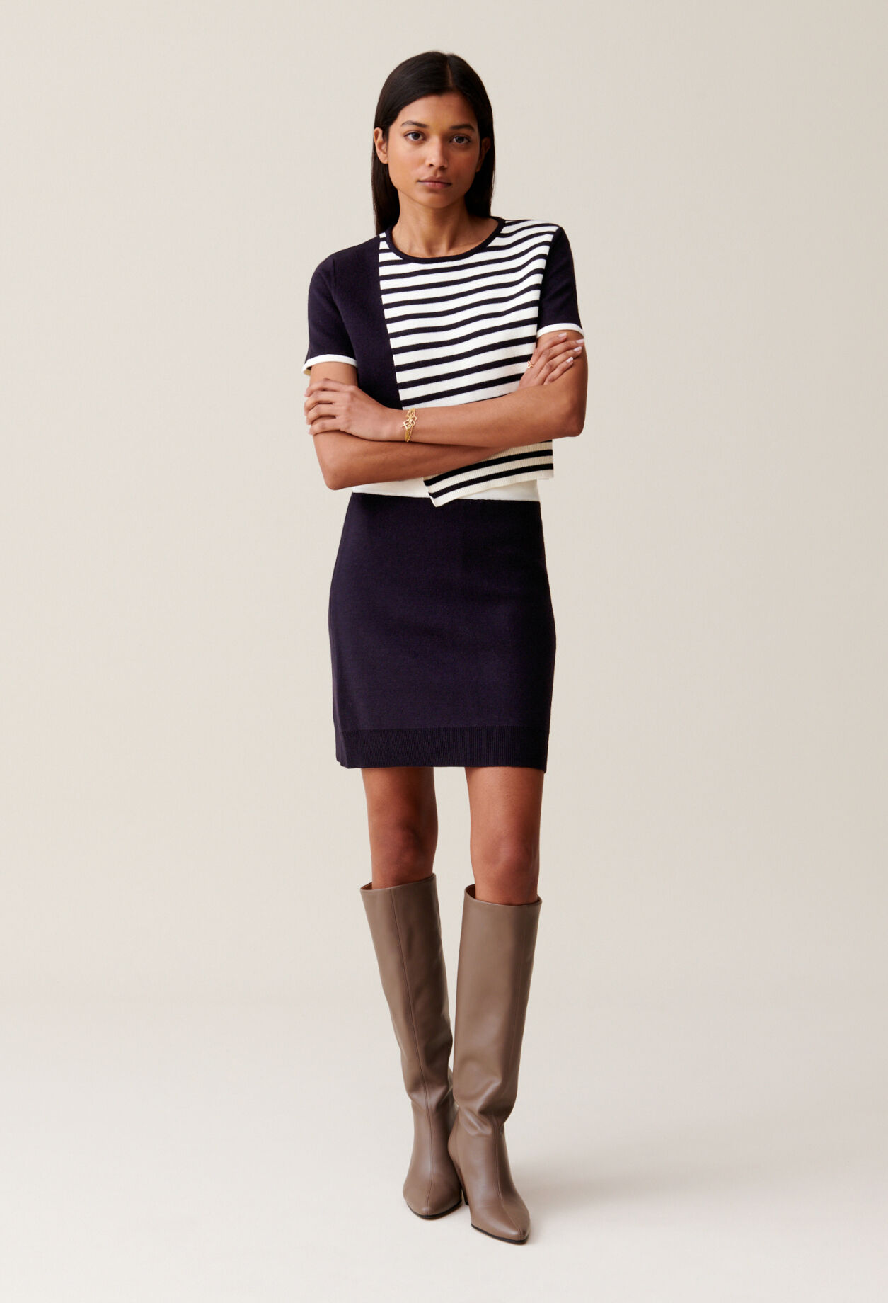 Wool skirt elastic waist top
