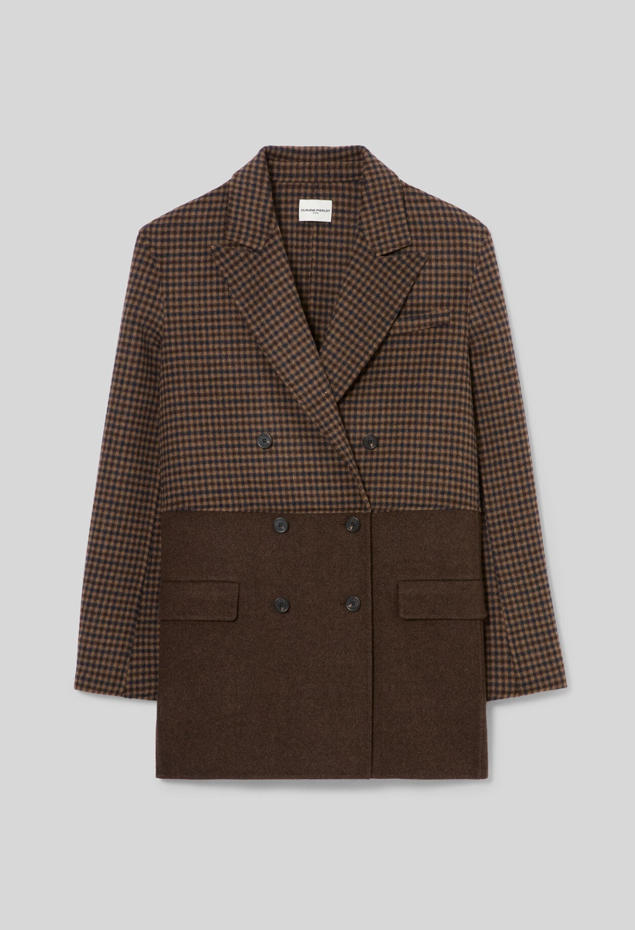 Plain checked wool coat