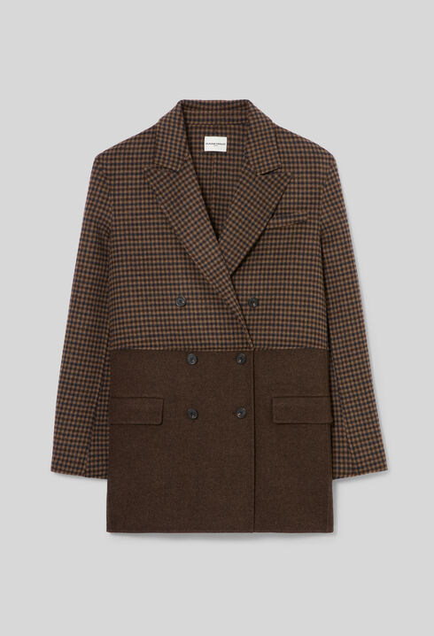 Plain checked wool coat