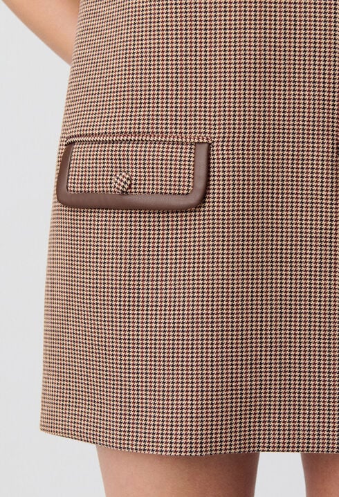 Shift dress with leather detailing