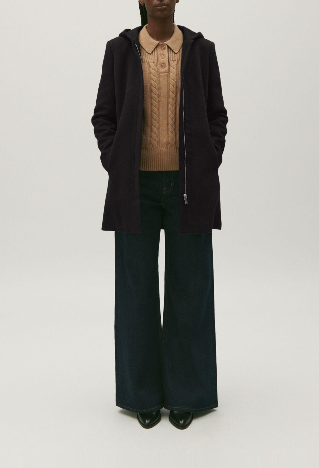 Belted coat in wool and cashmere