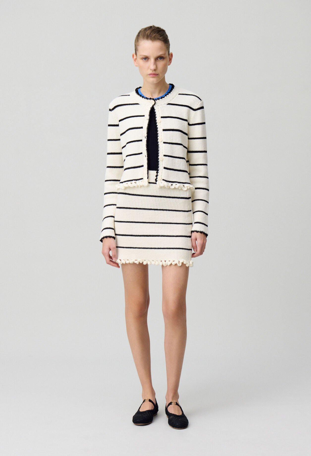 Striped fine knit skirt
