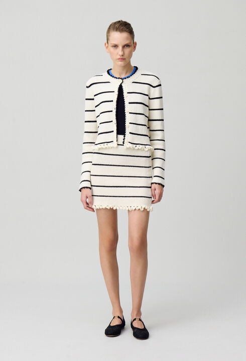 Striped fine knit skirt