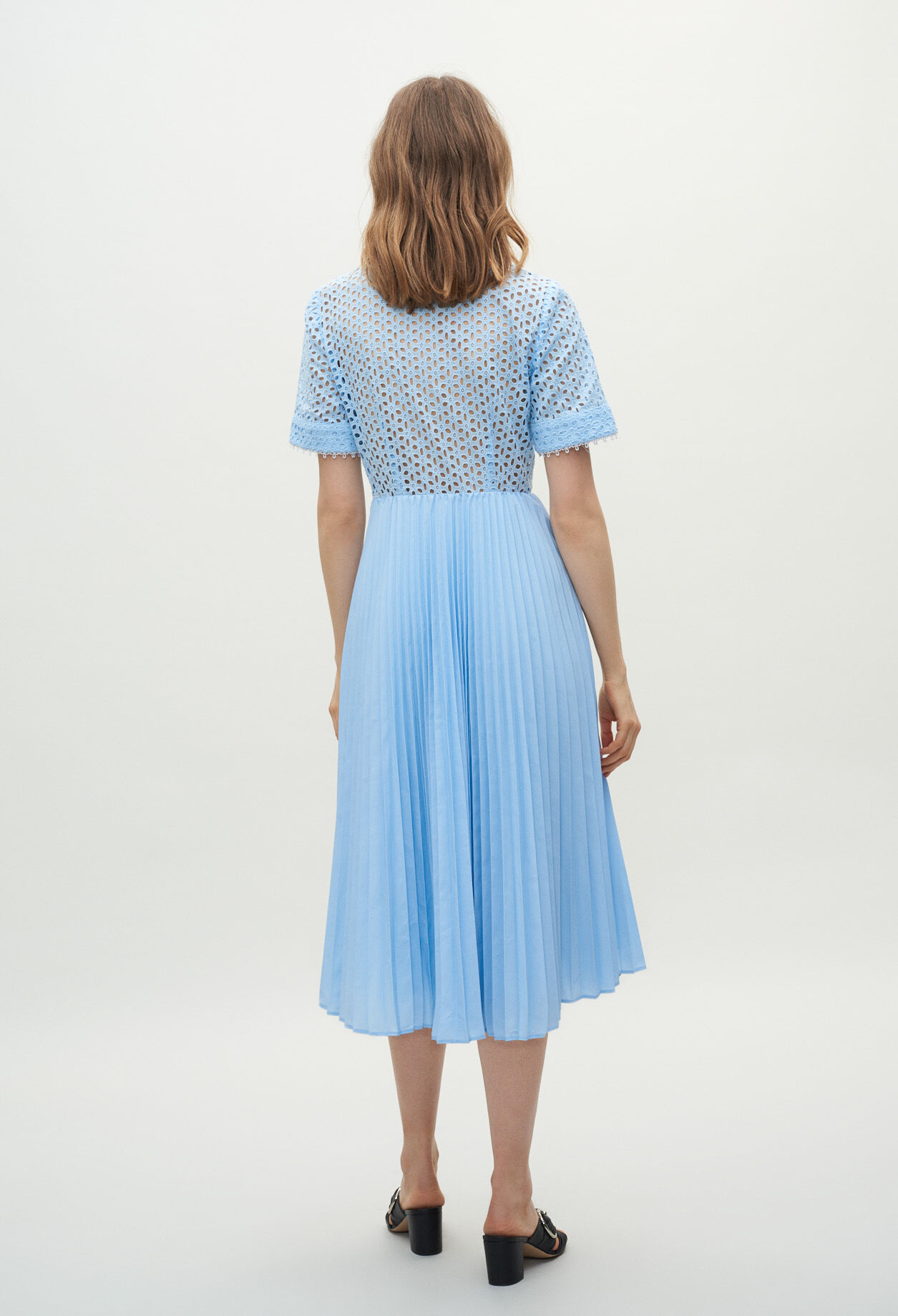Pleated azure dress