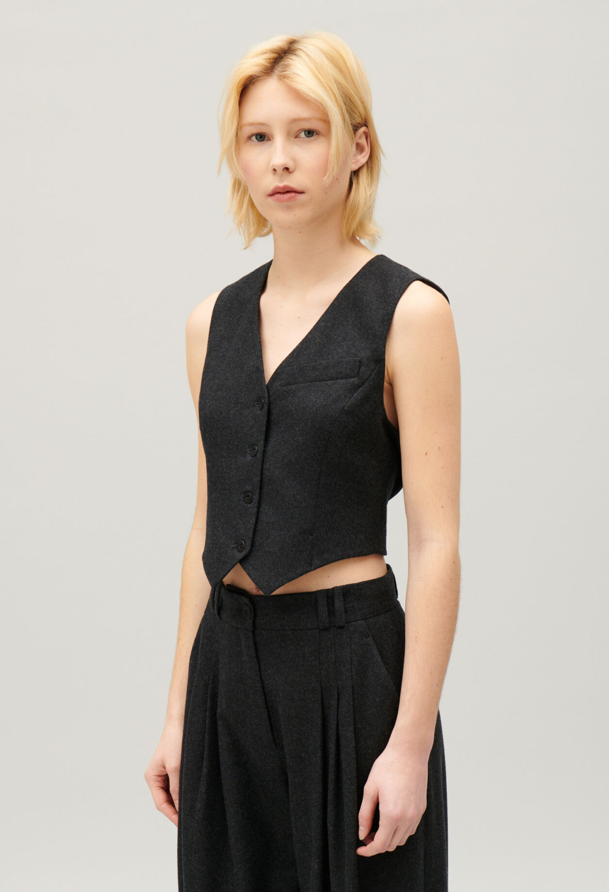 Flecked grey suit waistcoat