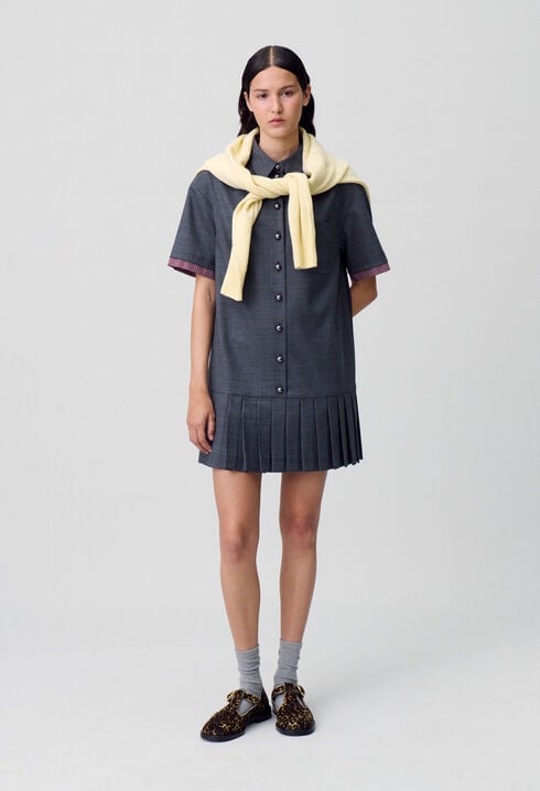 Pleated Mini Dress