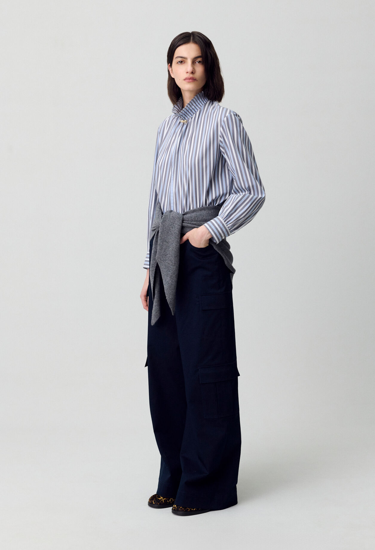 Striped Victorian collar blouse