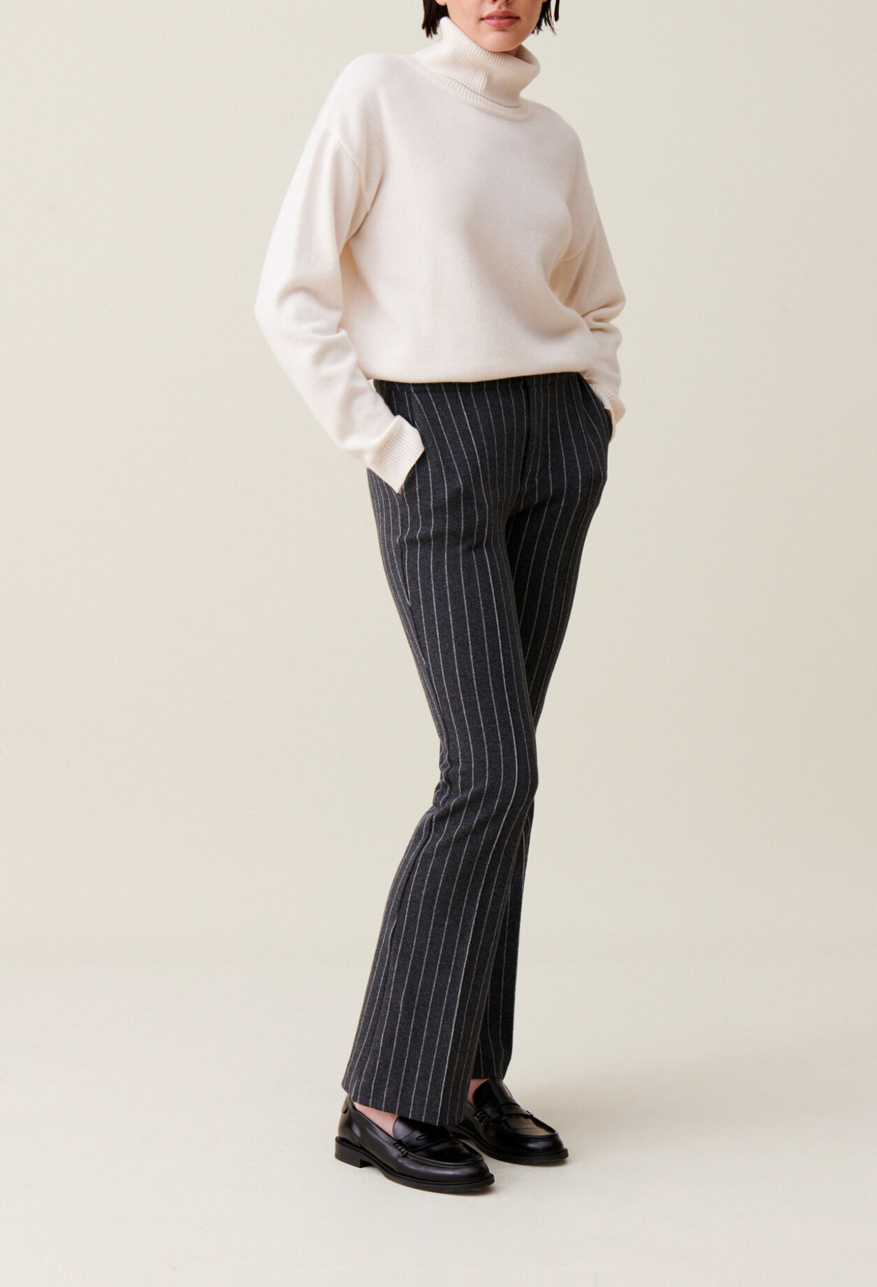 Striped flared trousers