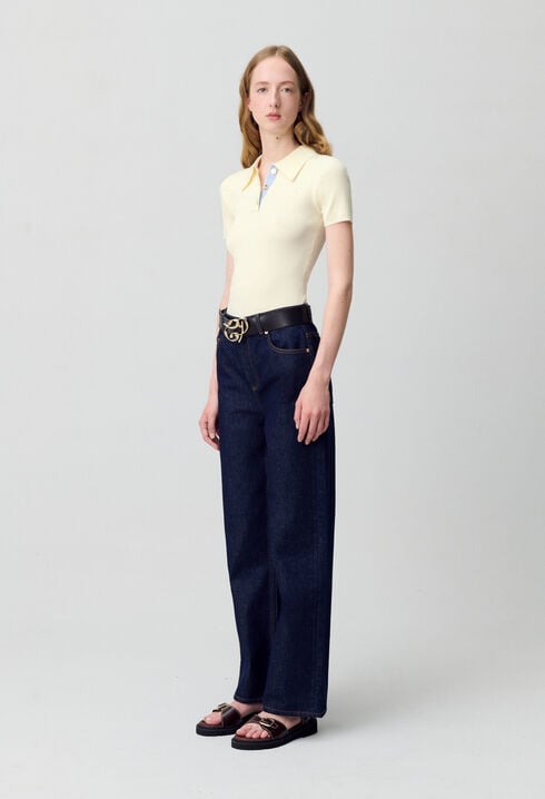 Fine Knit Polo Top