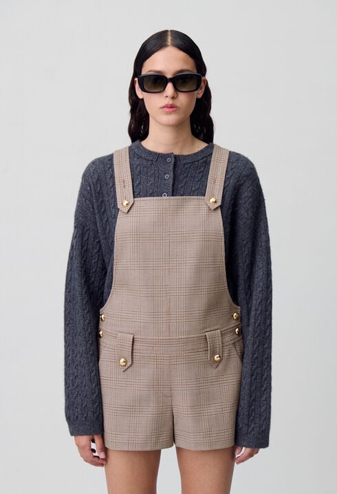 Checked dungaree playsuit