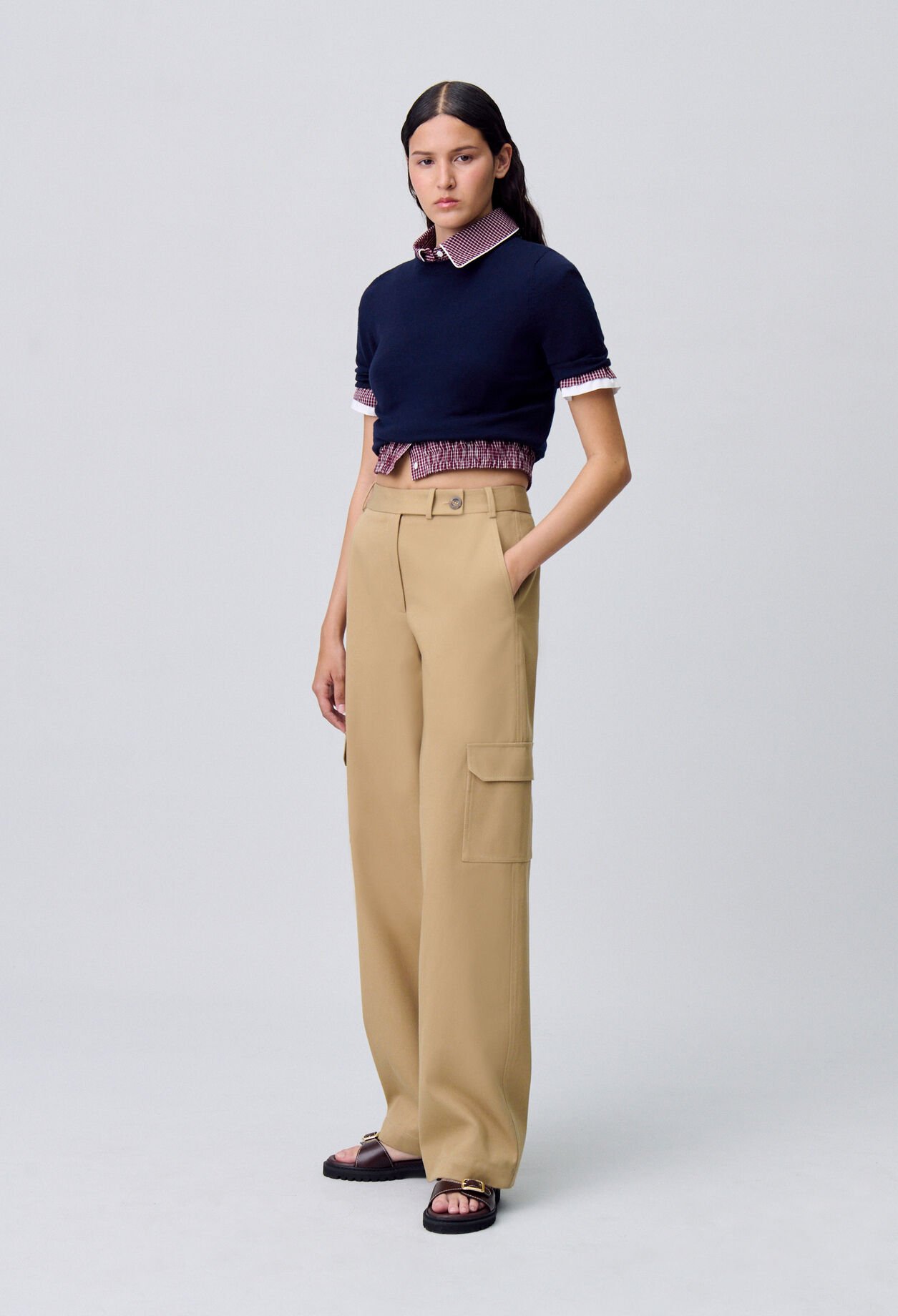 Wide-Leg Straight Cargo Trousers