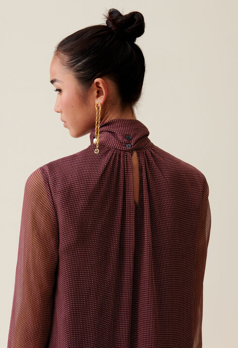 Flowy Dress with Tie Neck