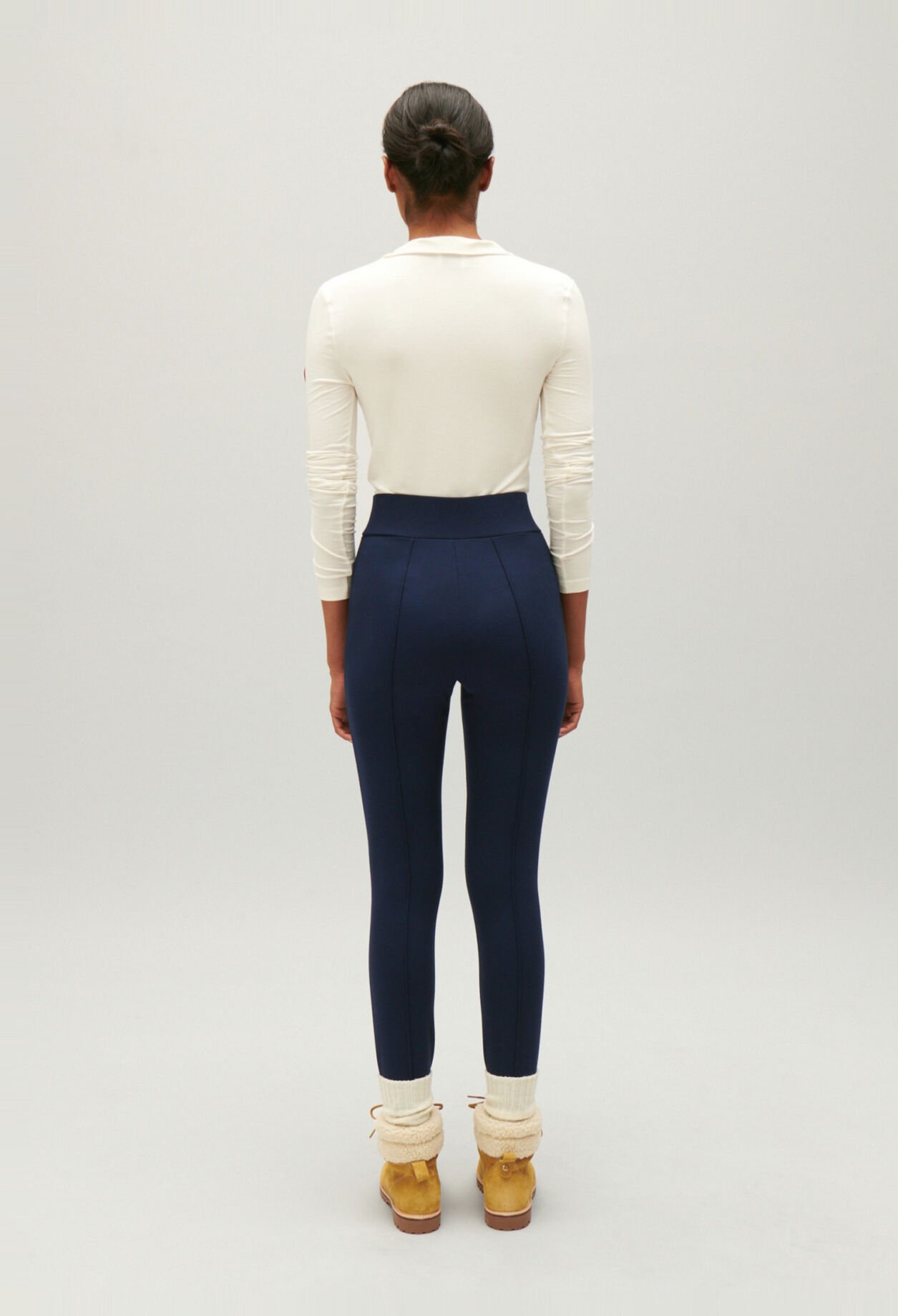 Navy knitted fuseau leggings