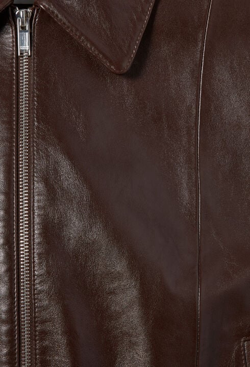 Casual shiny leather jacket