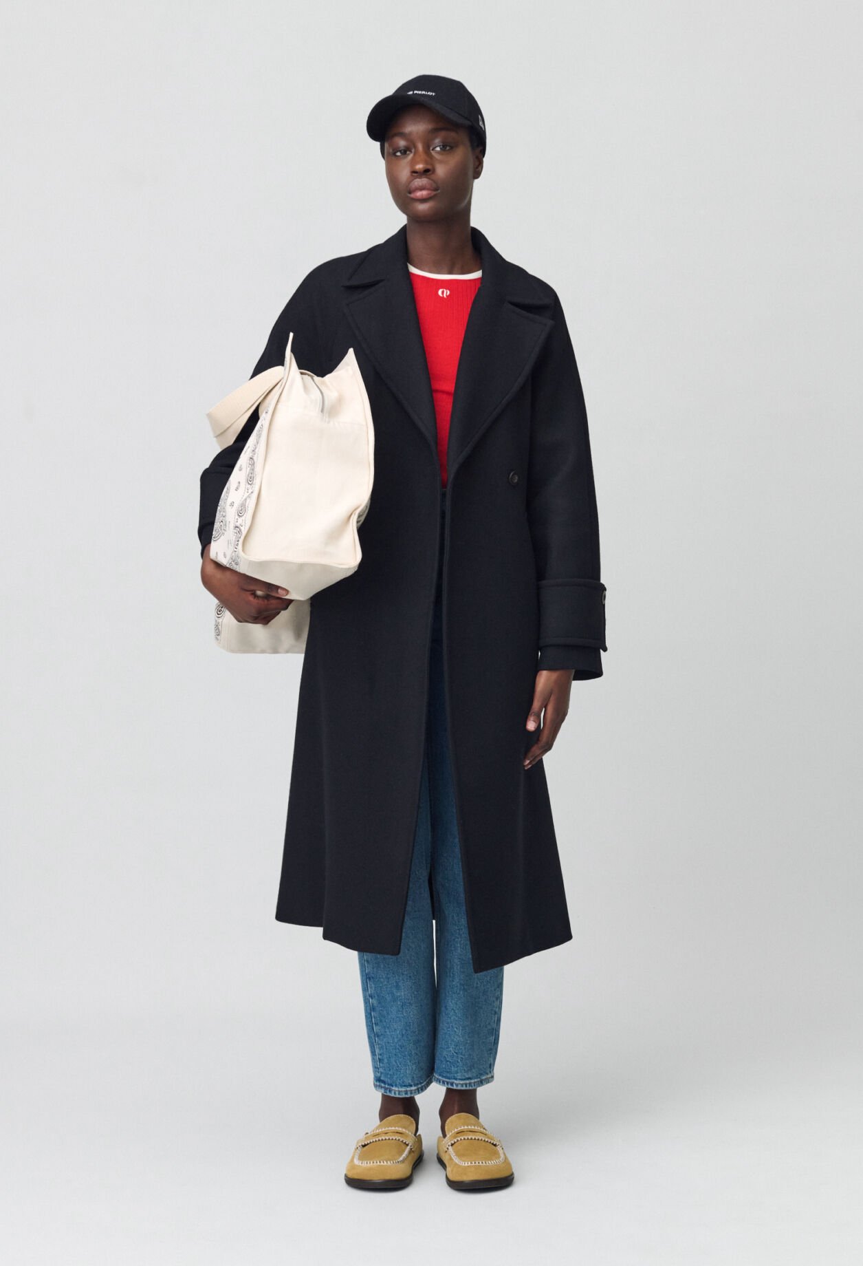 CLAUDIE PIERLOT スウェード ラビットファー ロングコート