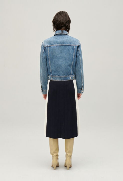 Blue straight-leg denim jacket
