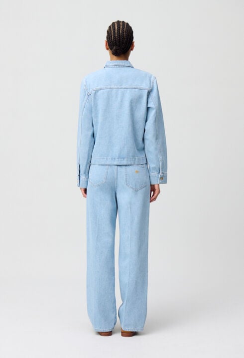 Denim jacket with Peter Pan collar