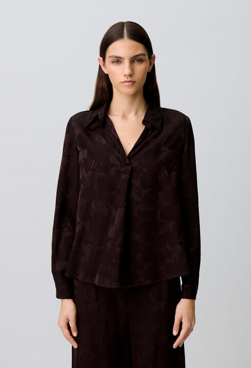 Straight floral jacquard blouse