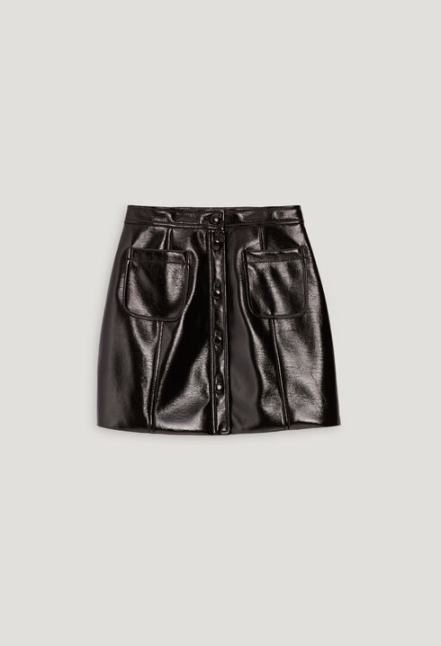 Short black vinyl skirt