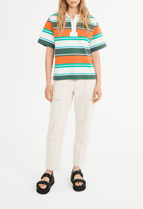 Large striped polo shirt