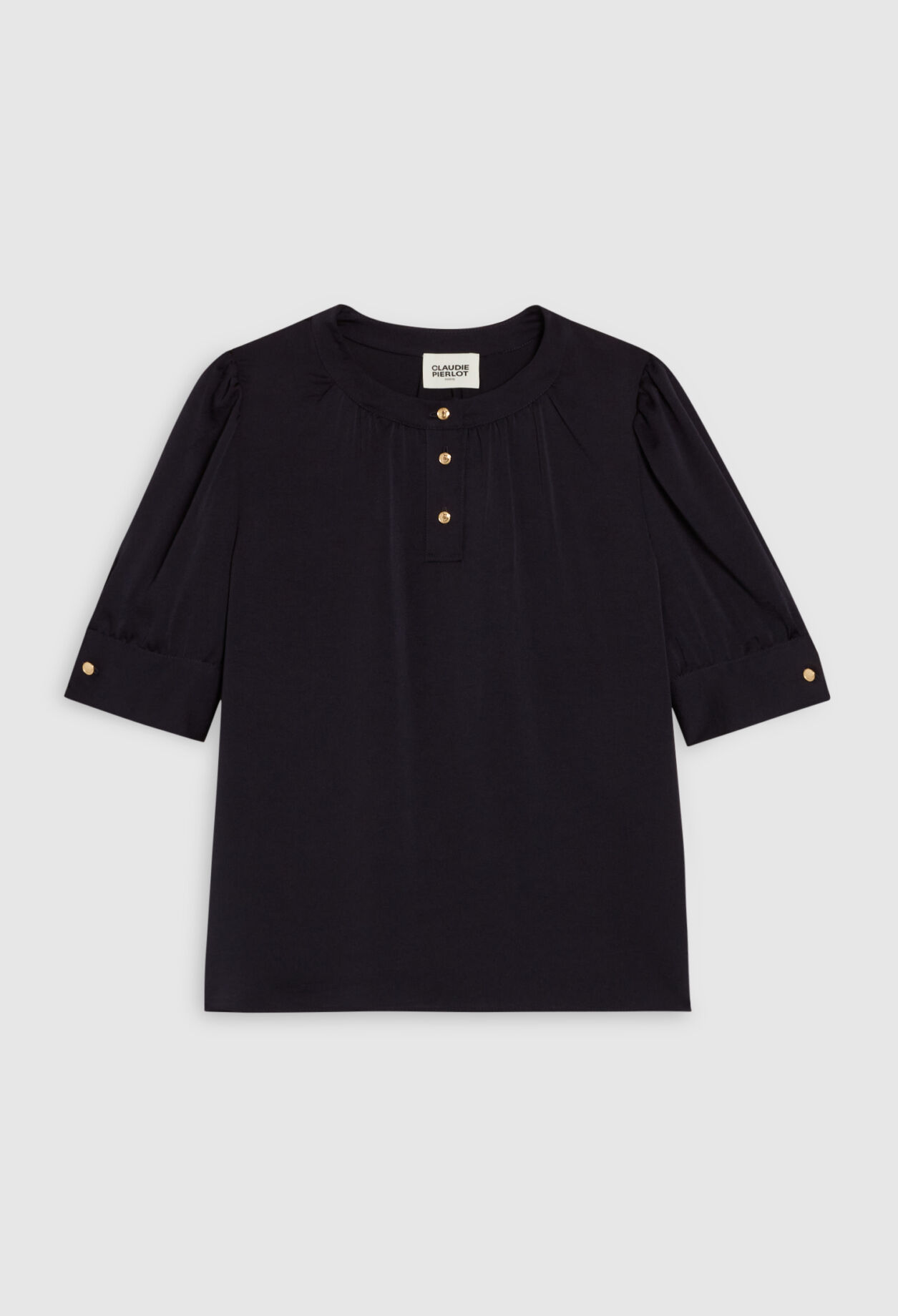Navy blue short-sleeved blouse