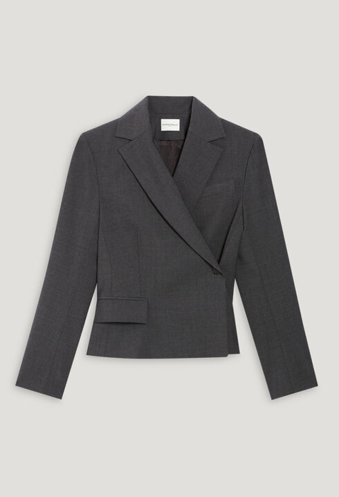 Flecked grey wrapover suit jacket