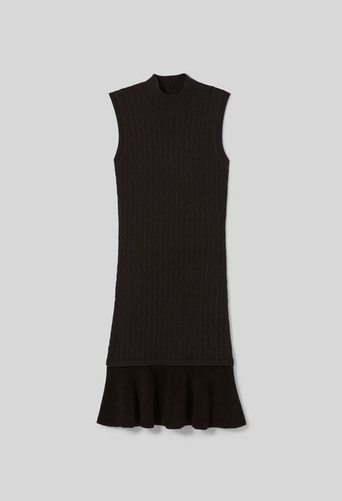 Ribbed Turtleneck Knit Dress