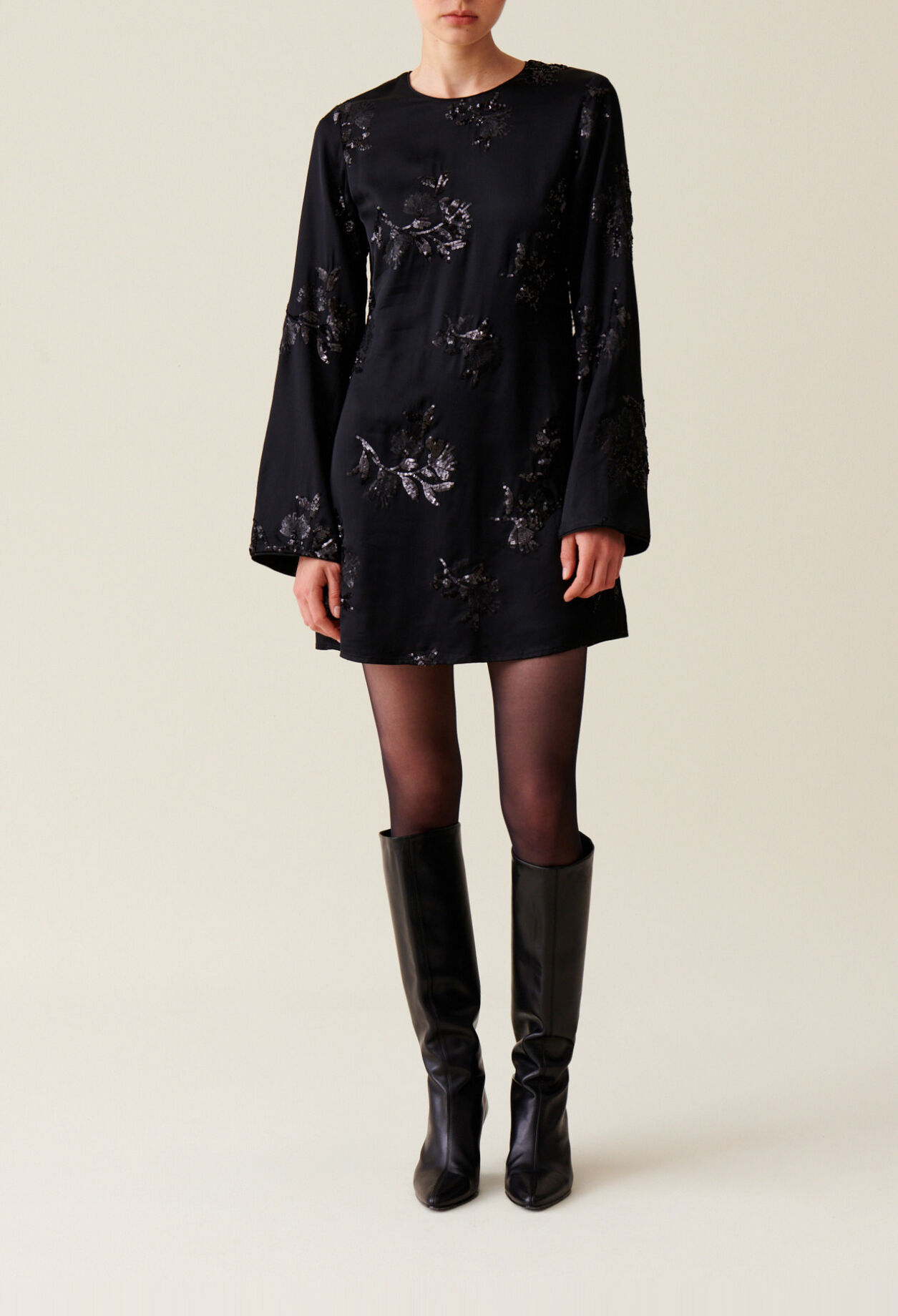 Black dress embroidered sequins