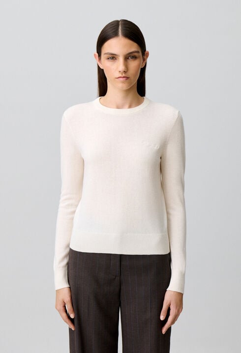 Knit jumper with removable scarf