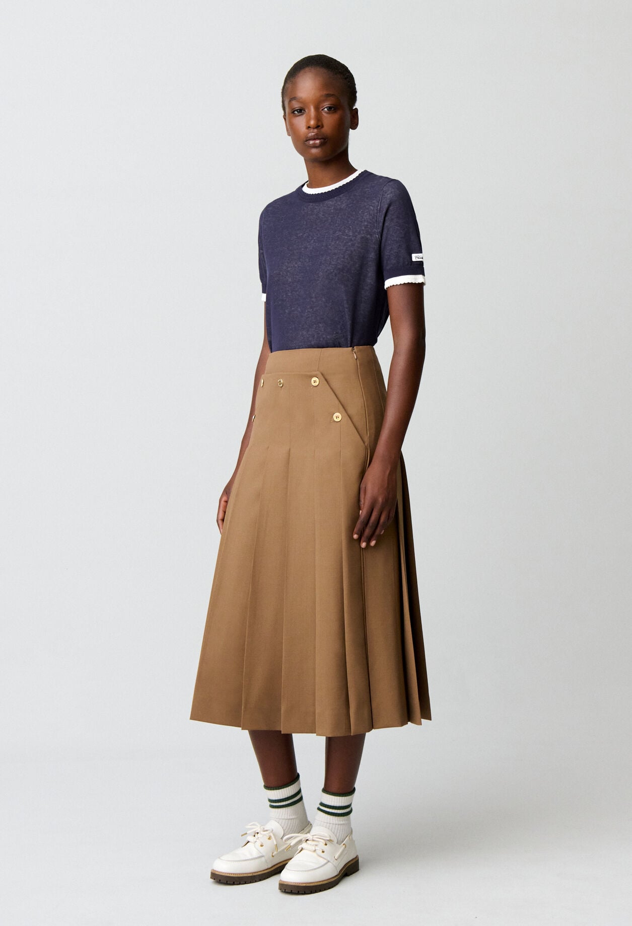 Pleated midi skirt