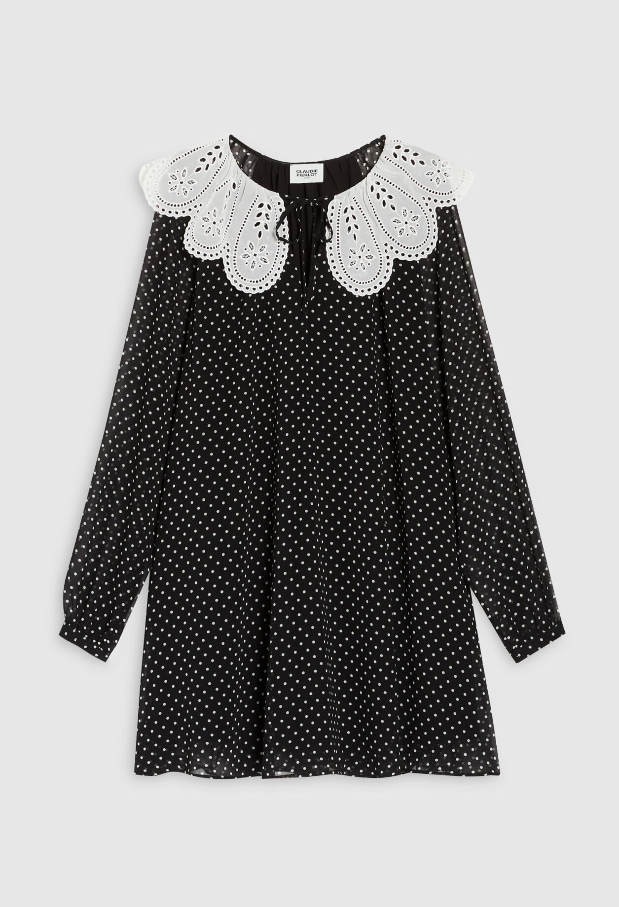 Rifi short dress large dot print collar