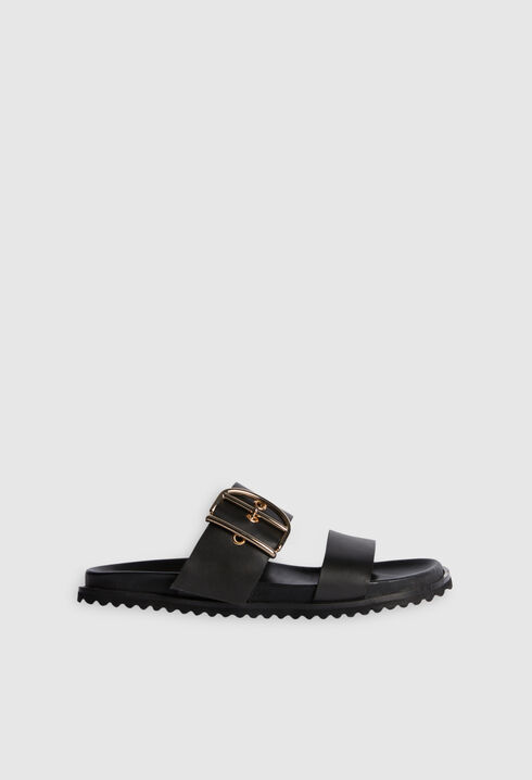 Black leather sandals