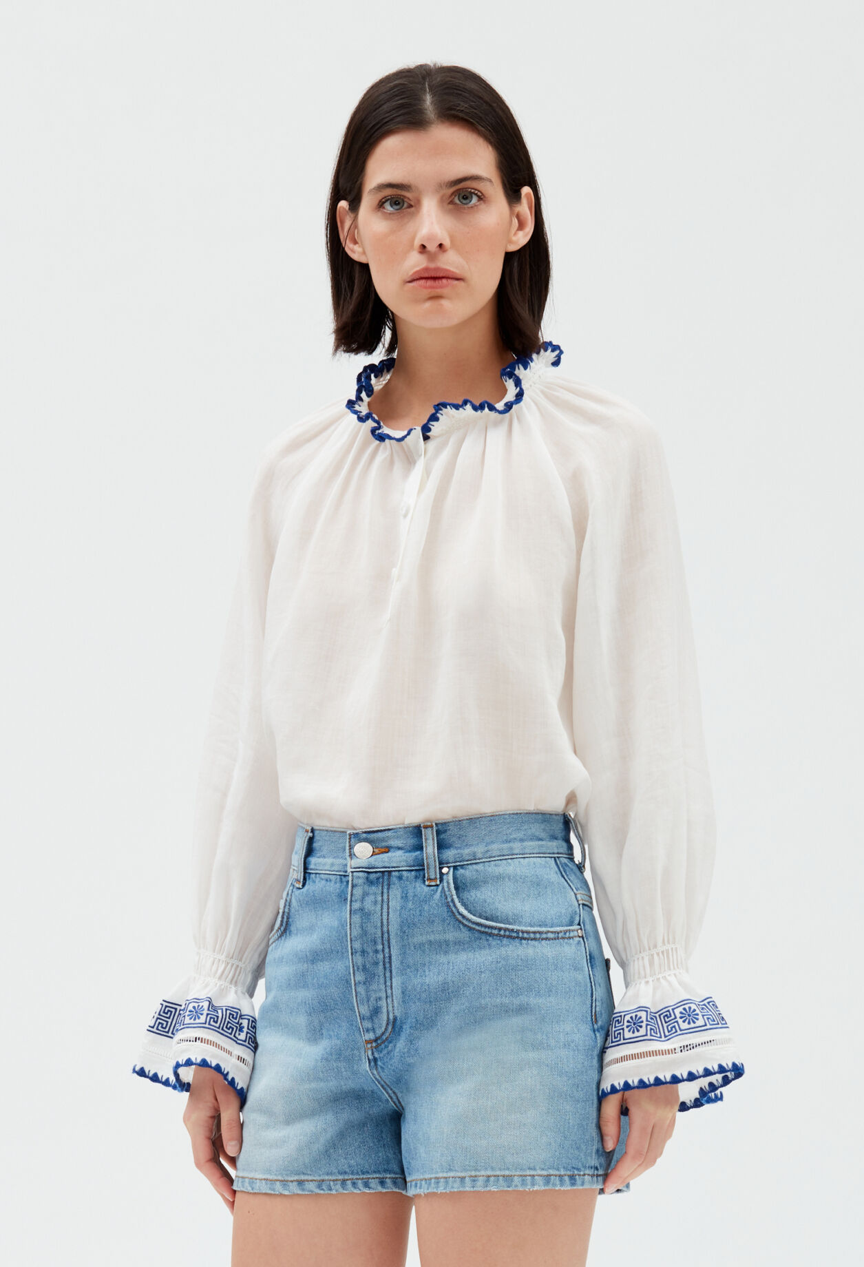 Ecru embroidered blouse