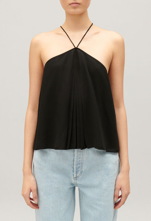 Black bustier top with straps