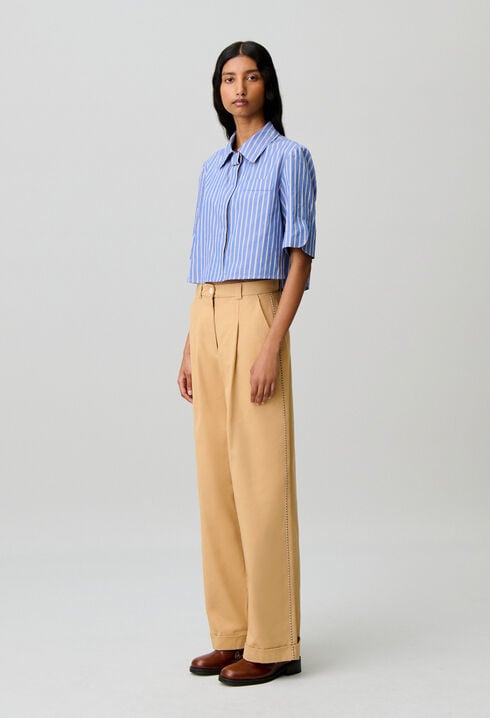 Straight pleated trousers